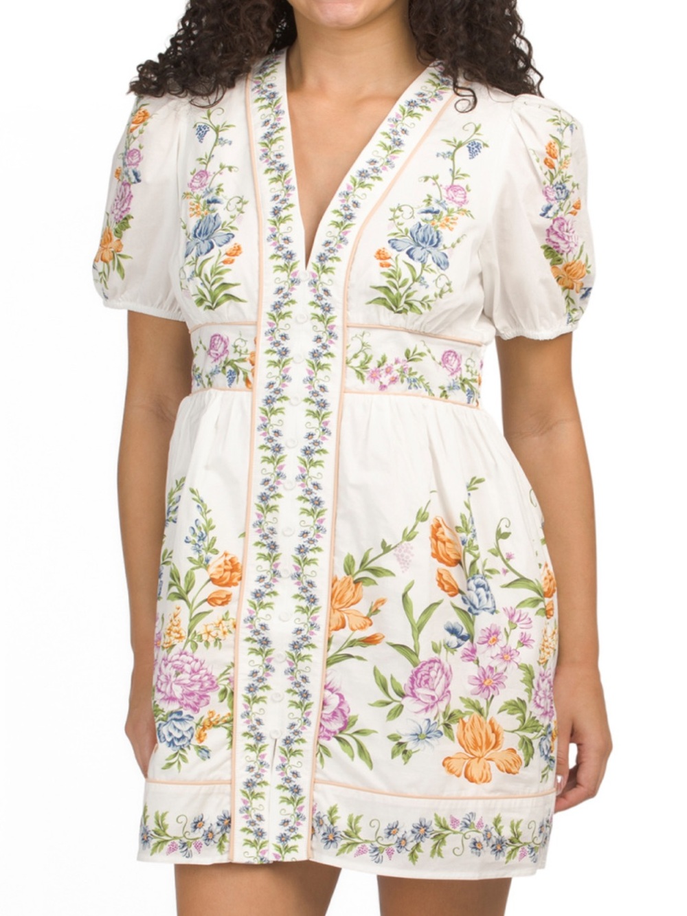 Calypso St. Barth Off-White Sweet Bloom Dreamscape Cotton Mini Dress M (Farm Rio